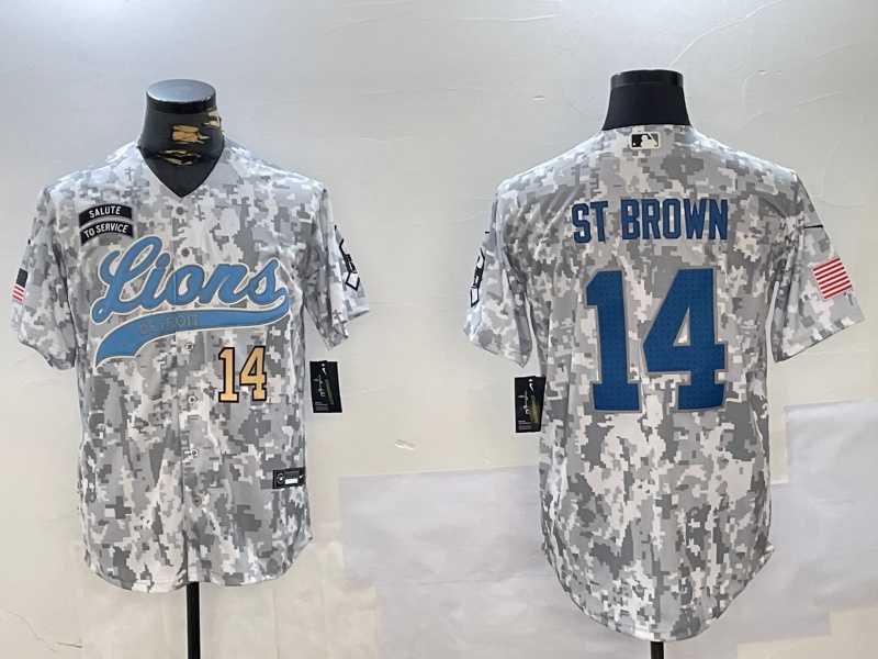 Men%27s Detroit Lions #14 Amon-Ra St. Brown 2024 Arctic Camo Salute To Service Stitched Baseball Jerseys->denver broncos->NFL Jersey